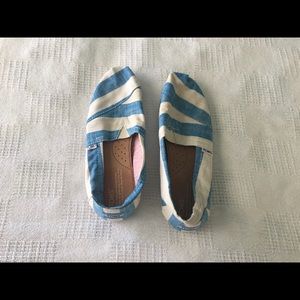 Blue and White Stripe Toms Shoes